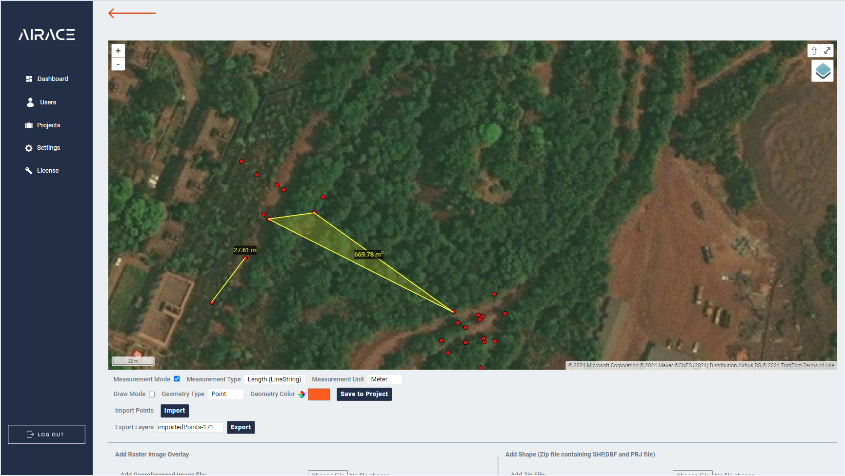 Airace Onehub Distance/Area Measurement