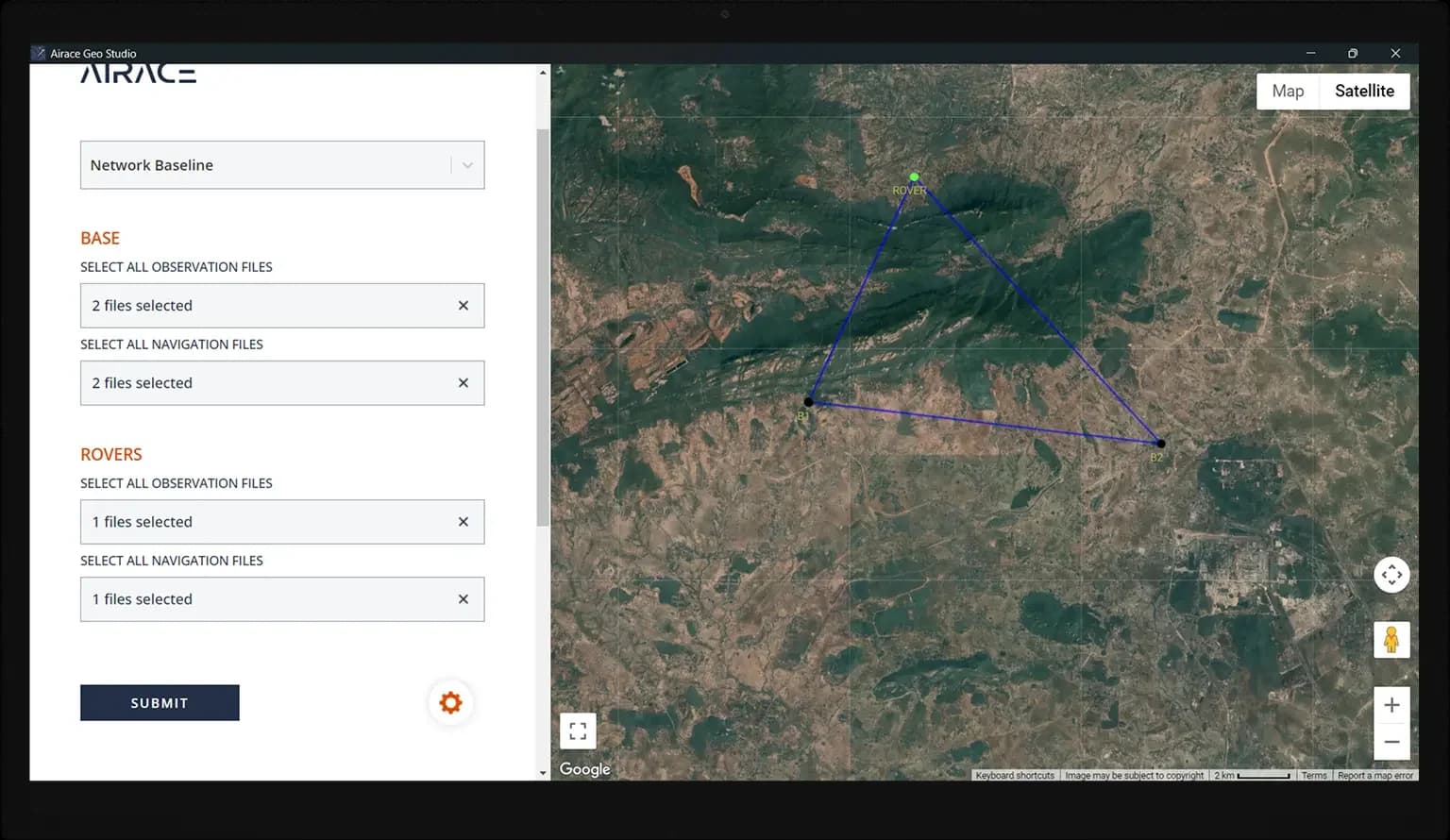 Airace Geo Studio network baseline processing